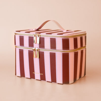 Burgundy Stripe Vanity Case - The Classic-Fox And Fallow-Lima & Co