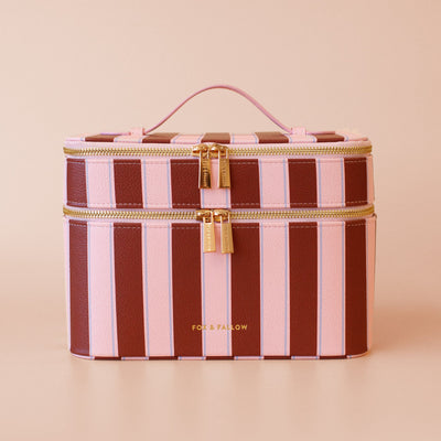 Burgundy Stripe Vanity Case - The Classic-Fox And Fallow-Lima & Co