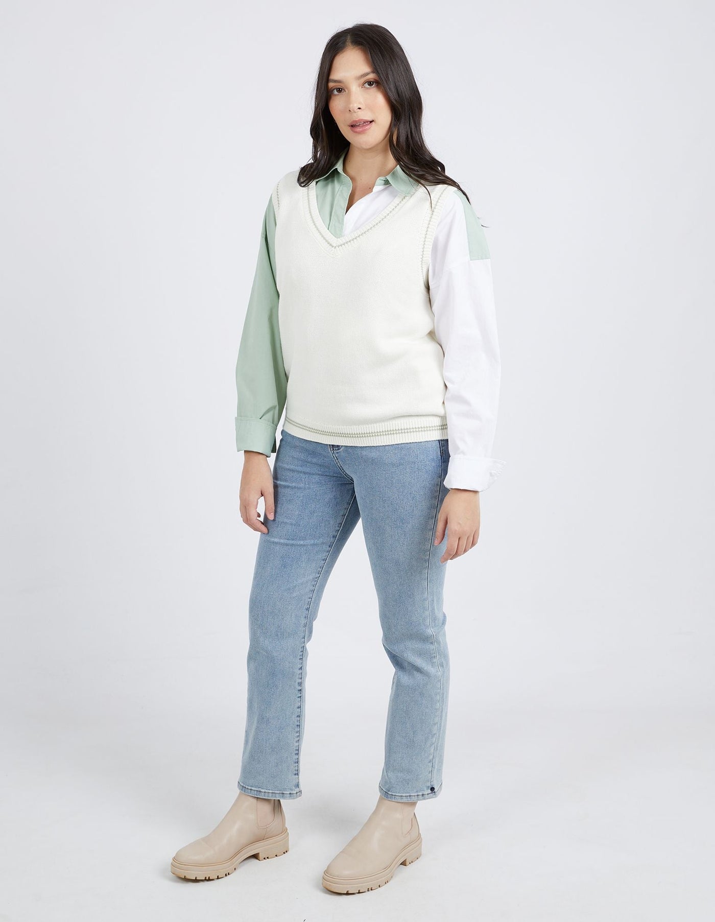 Carina Knit Vest - Vintage White-Elm Lifestyle-Lima & Co