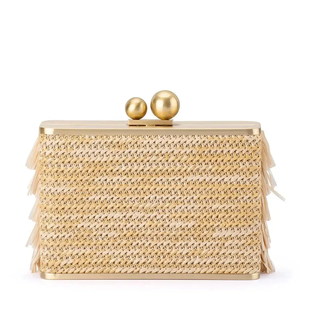 Carlita Fringe Clutch - Natural-Olga Berg-Lima & Co