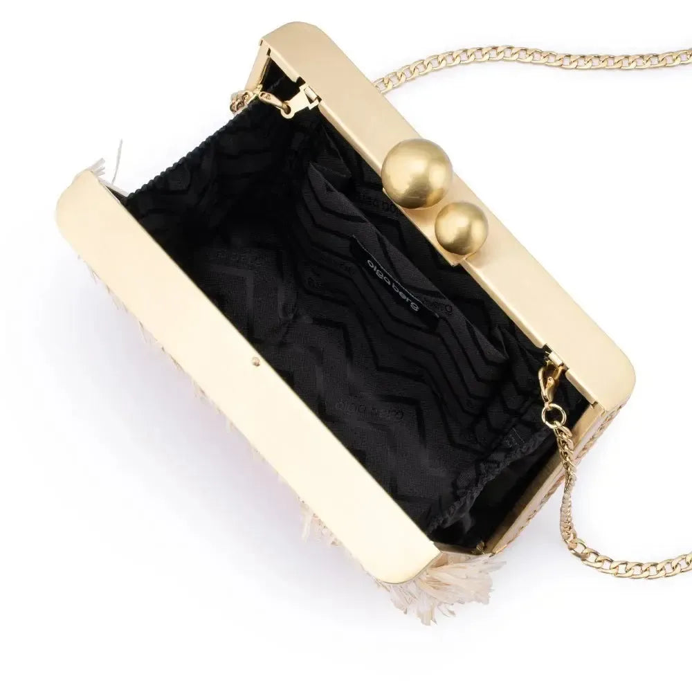 Carlita Fringe Clutch - Natural-Olga Berg-Lima & Co