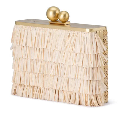 Carlita Fringe Clutch - Natural-Olga Berg-Lima & Co