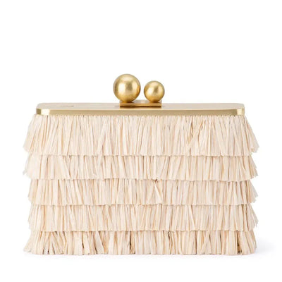 Carlita Fringe Clutch - Natural-Olga Berg-Lima & Co