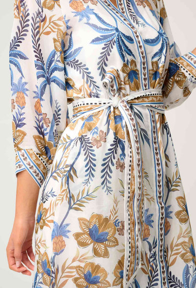 Carmen Silk Cotton Placement Print Linen Viscose Dress-Once Was-Lima & Co