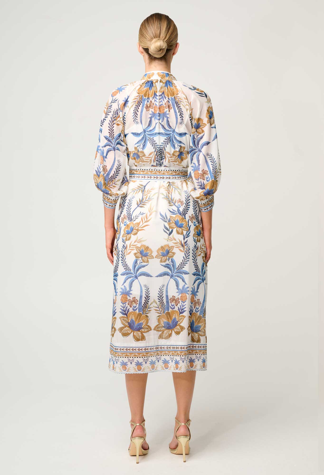 Carmen Silk Cotton Placement Print Linen Viscose Dress-Once Was-Lima & Co