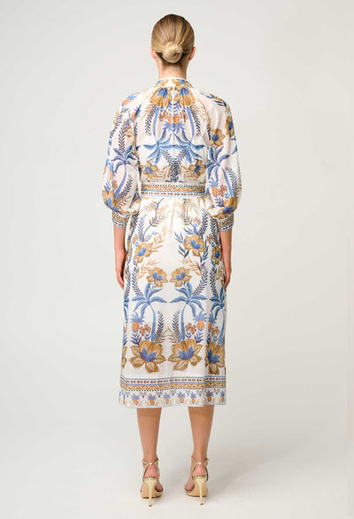 Carmen Silk Cotton Placement Print Linen Viscose Dress-Once Was-Lima & Co
