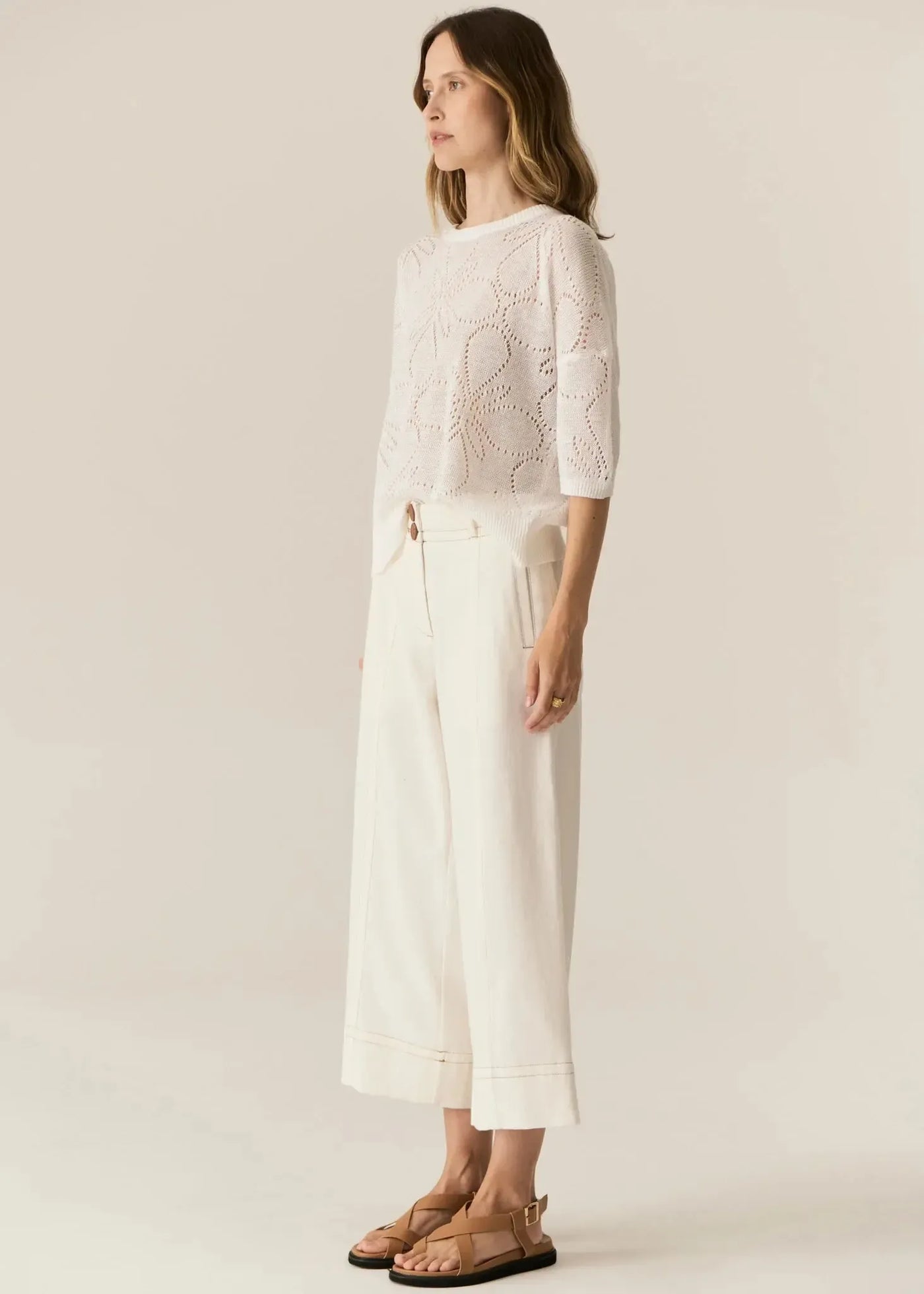 Carsen Crop Pant - Ecru-Pol-Lima & Co
