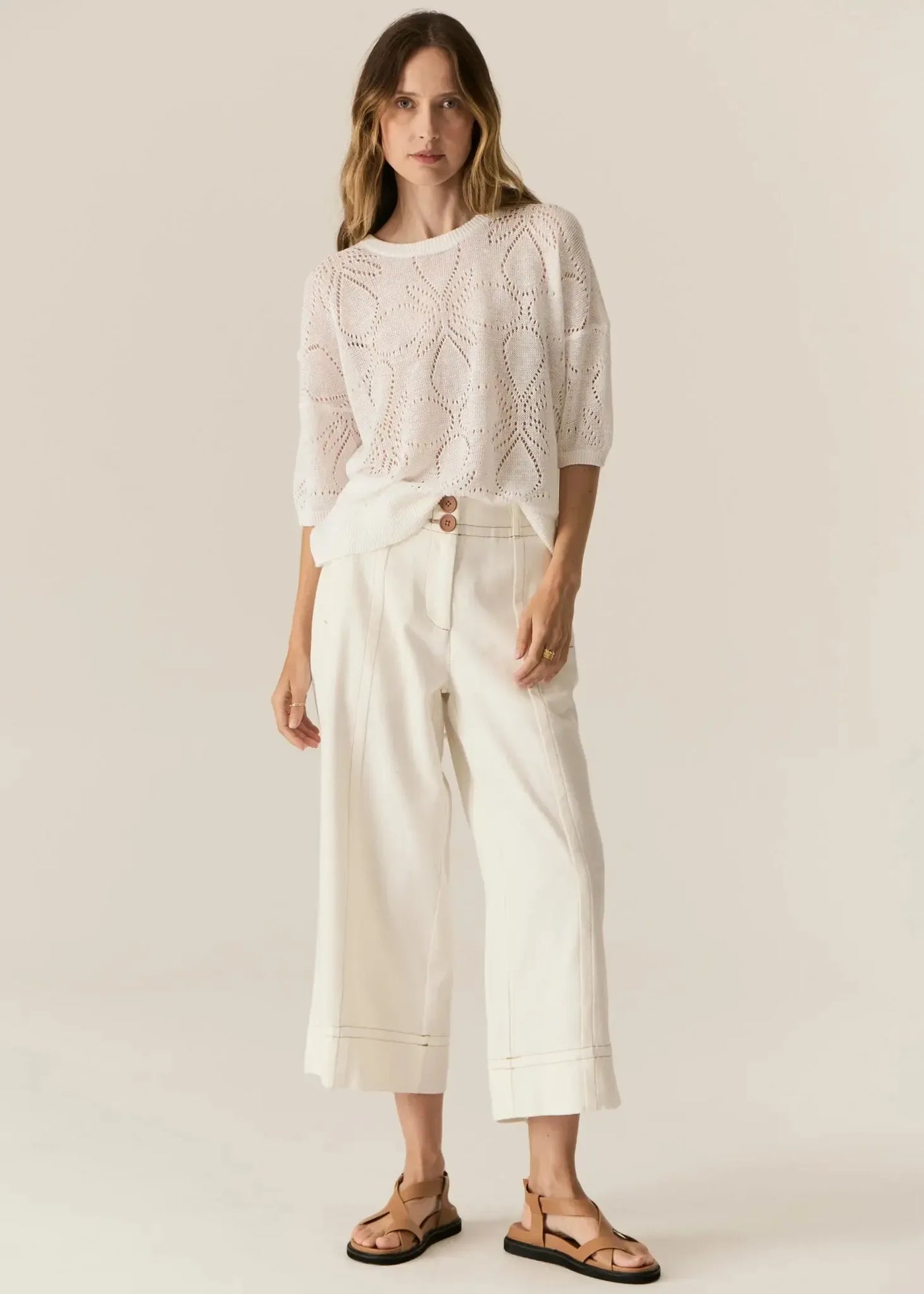 Carsen Crop Pant - Ecru-Pol-Lima & Co