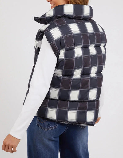 Cedar Check Puffer Vest - Navy-Elm Lifestyle-Lima & Co