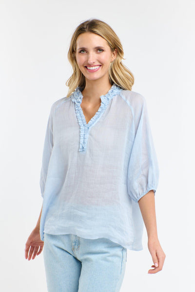 Cha Cha Frill Shirt - Powder Blue-365 Days-Lima & Co