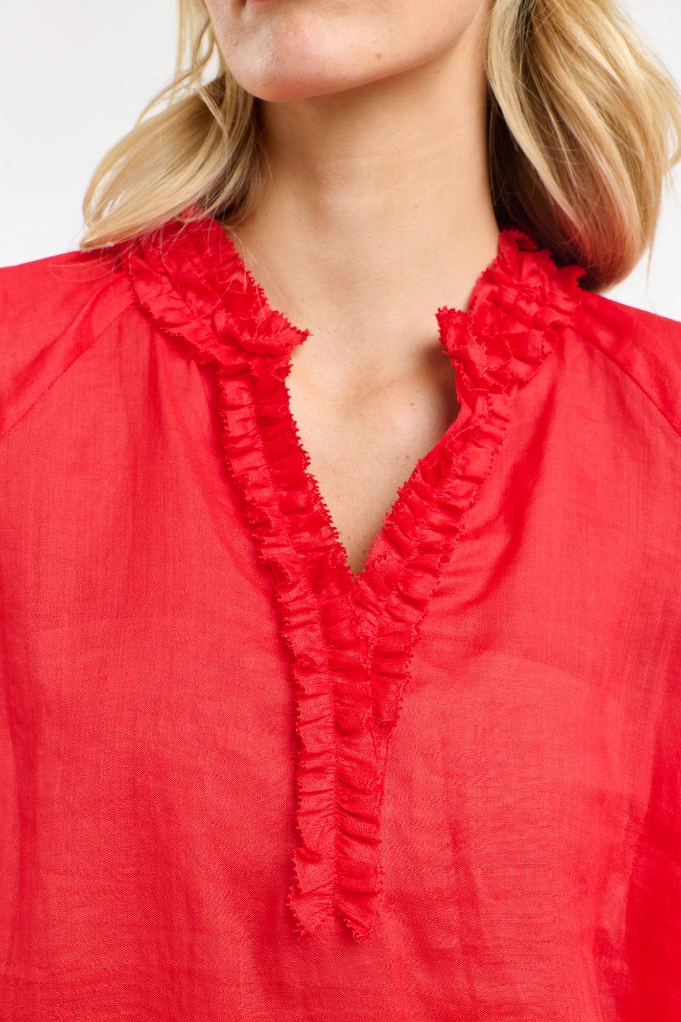 Cha Cha Frill Shirt - Red-365 Days-Lima & Co