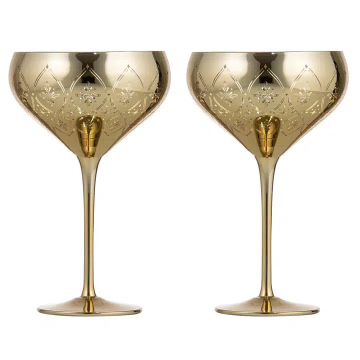 Chantelle Gold 2pk Cocktail Glass-LADELLE-Lima & Co
