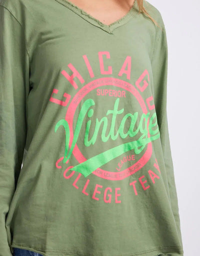 Chicago Long Sleeve Top - Khaki-Italian Star-Lima & Co