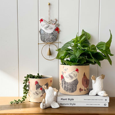 Chickens Planter Black & White-Lima & Co-Lima & Co