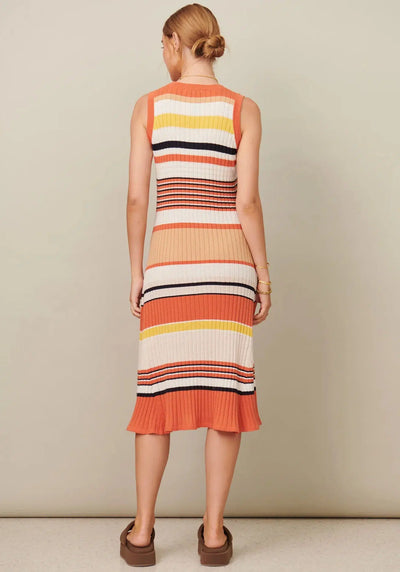 Chloe Dress - Warm Stripe-POL Clothing-Lima & Co