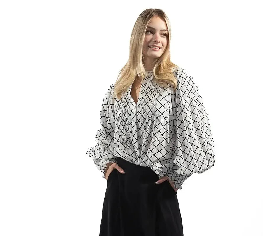 Chloe Shirt - White/Black-Fujinella-Lima & Co
