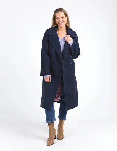 Clemence Coat - Navy-Elm Lifestyle-Lima & Co