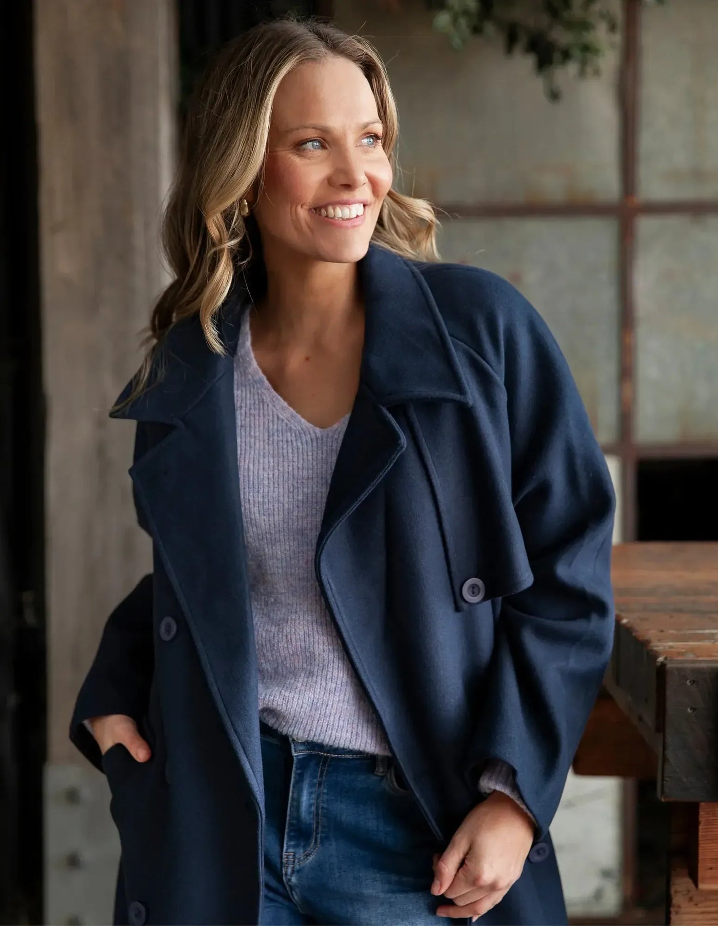 Clemence Coat - Navy-Elm Lifestyle-Lima & Co