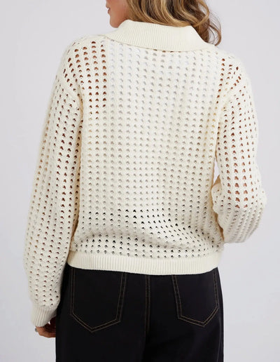 Clover Knit Cardi - Vintage White-Foxwood-Lima & Co