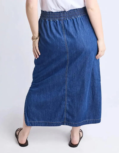 Clover Midi Denim Skirt - Mid Blue-Elm Lifestyle-Lima & Co