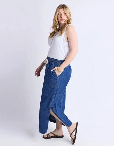 Clover Midi Denim Skirt - Mid Blue-Elm Lifestyle-Lima & Co