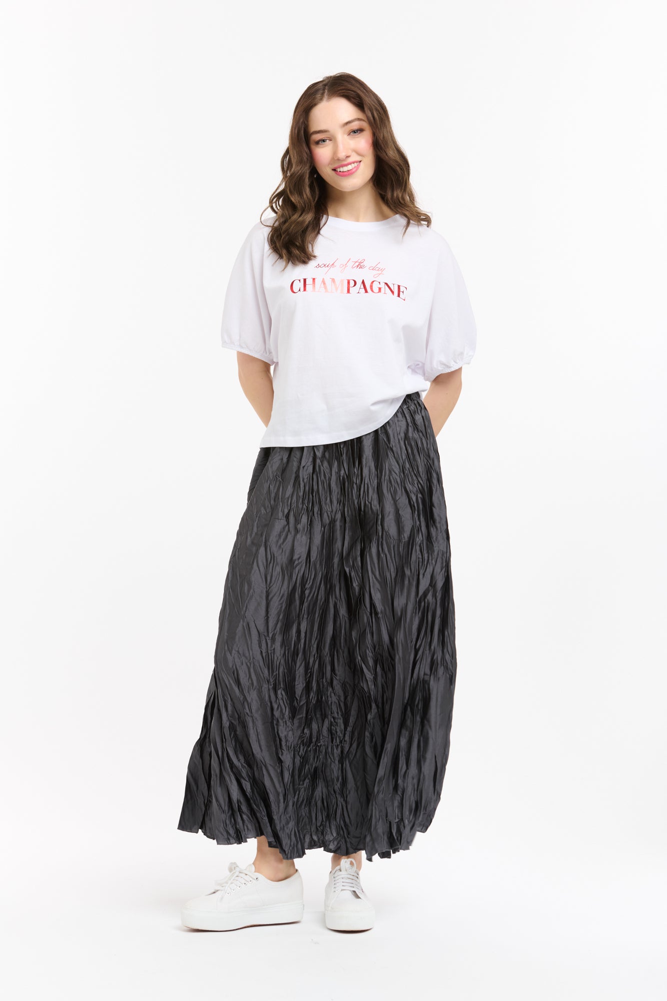 Crinkle Skirt - Black-Urban Luxury-Lima & Co