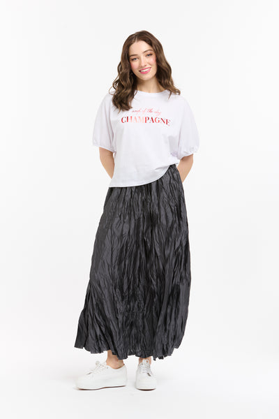 Crinkle Skirt - Black-Urban Luxury-Lima & Co