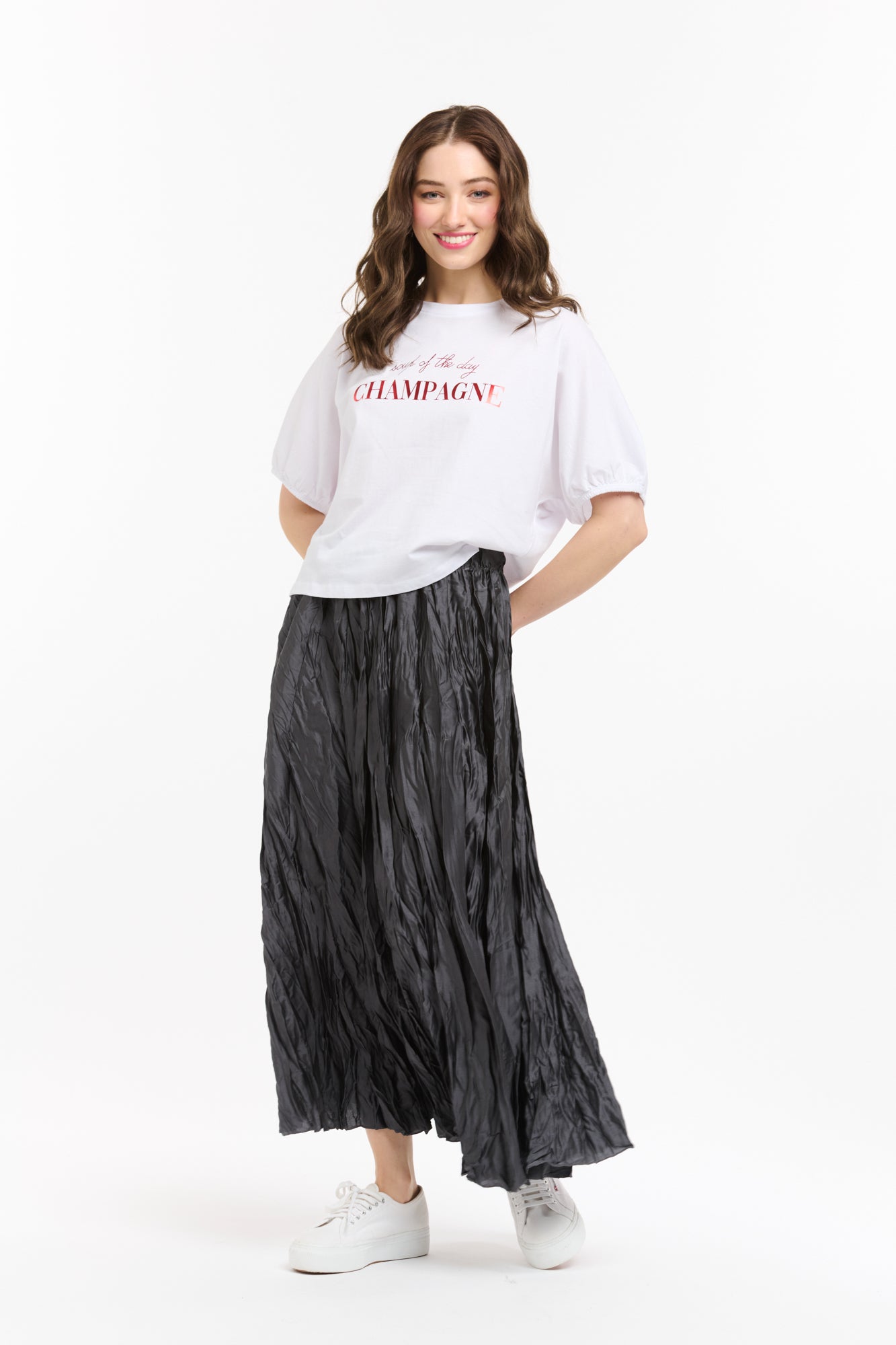Crinkle Skirt - Black-Urban Luxury-Lima & Co