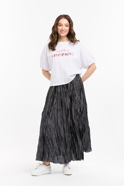 Crinkle Skirt - Black-Urban Luxury-Lima & Co