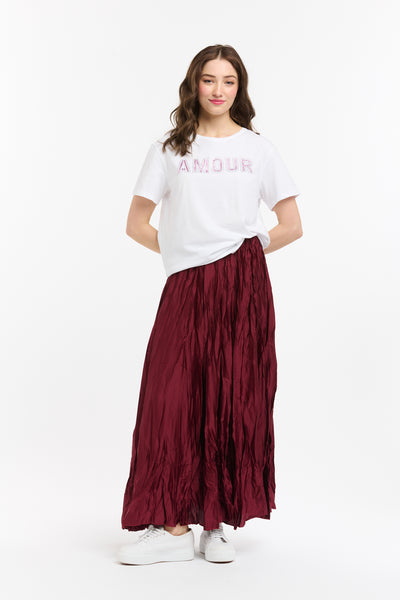 Crinkle Skirt - Burgundy-Urban Luxury-Lima & Co