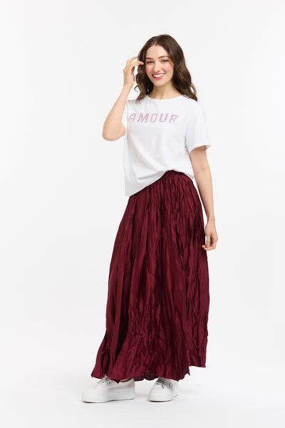 Crinkle Skirt - Burgundy-Urban Luxury-Lima & Co