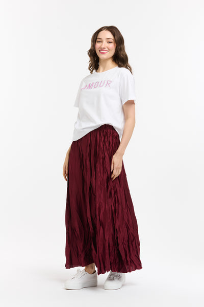 Crinkle Skirt - Burgundy-Urban Luxury-Lima & Co