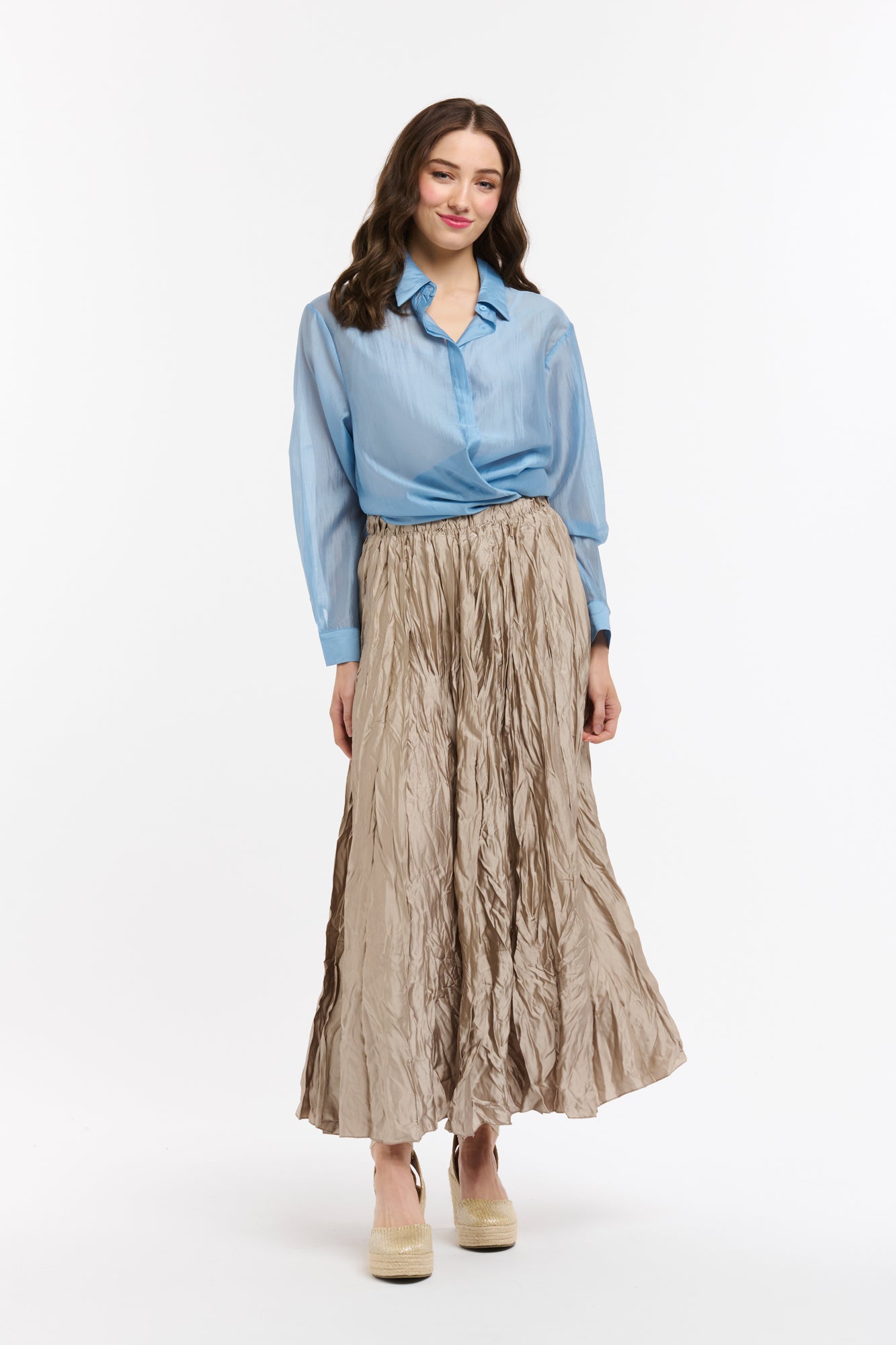 Crinkle Skirt - Champagne-Urban Luxury-Lima & Co