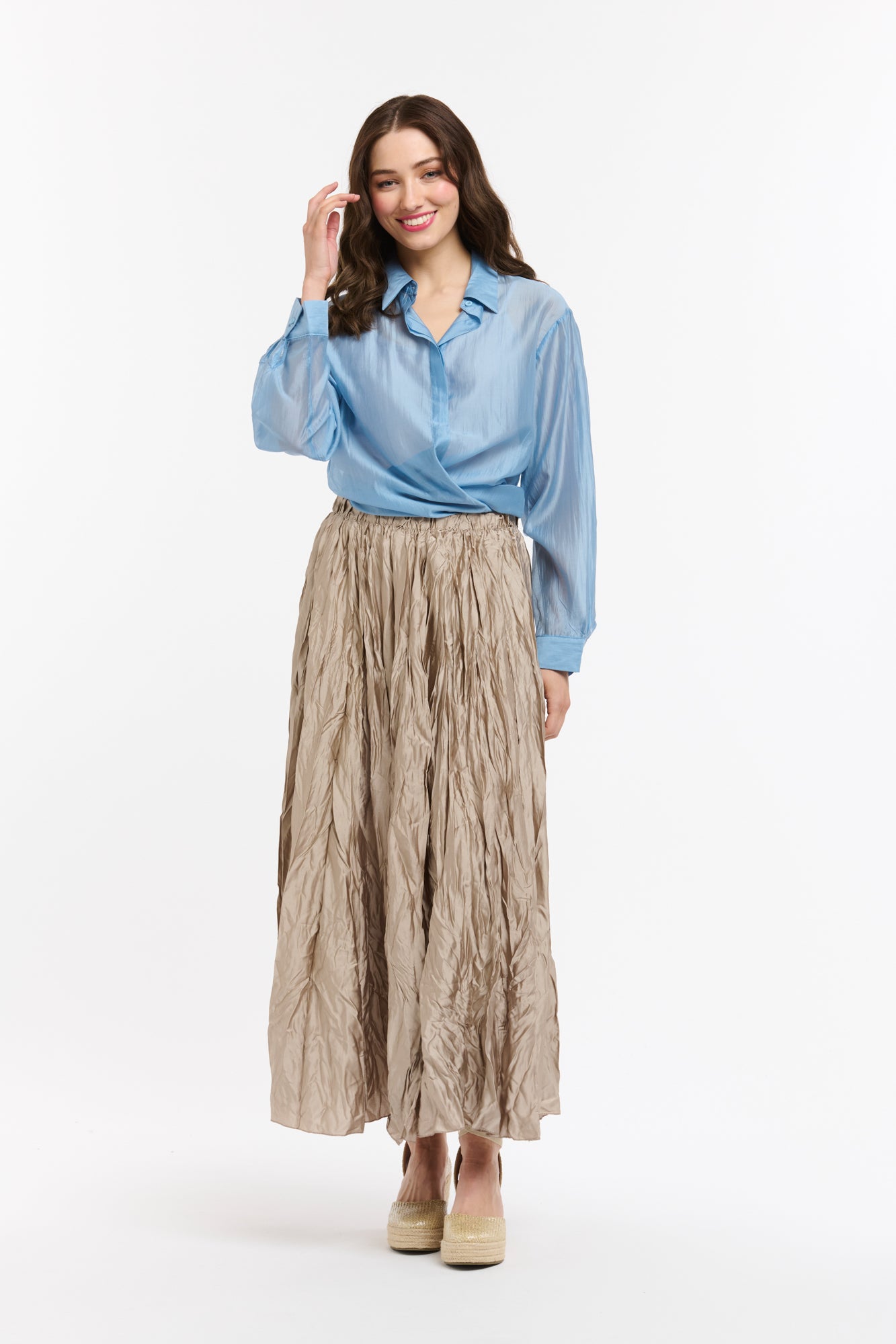 Crinkle Skirt - Champagne-Urban Luxury-Lima & Co