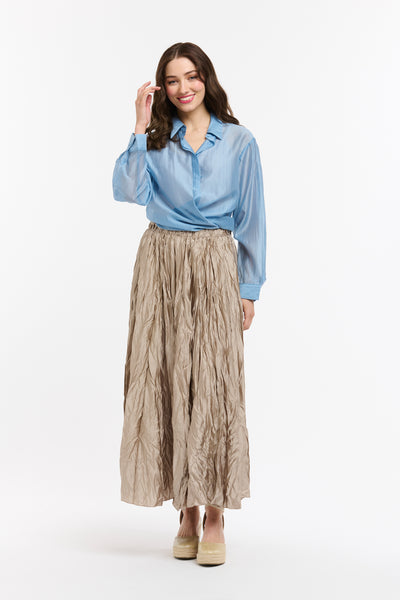 Crinkle Skirt - Champagne-Urban Luxury-Lima & Co