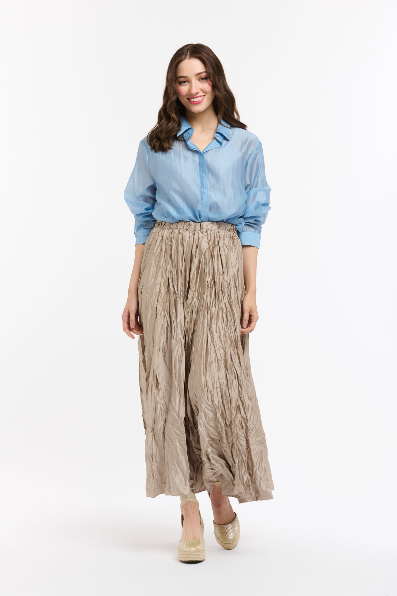 Crinkle Skirt - Champagne-Urban Luxury-Lima & Co