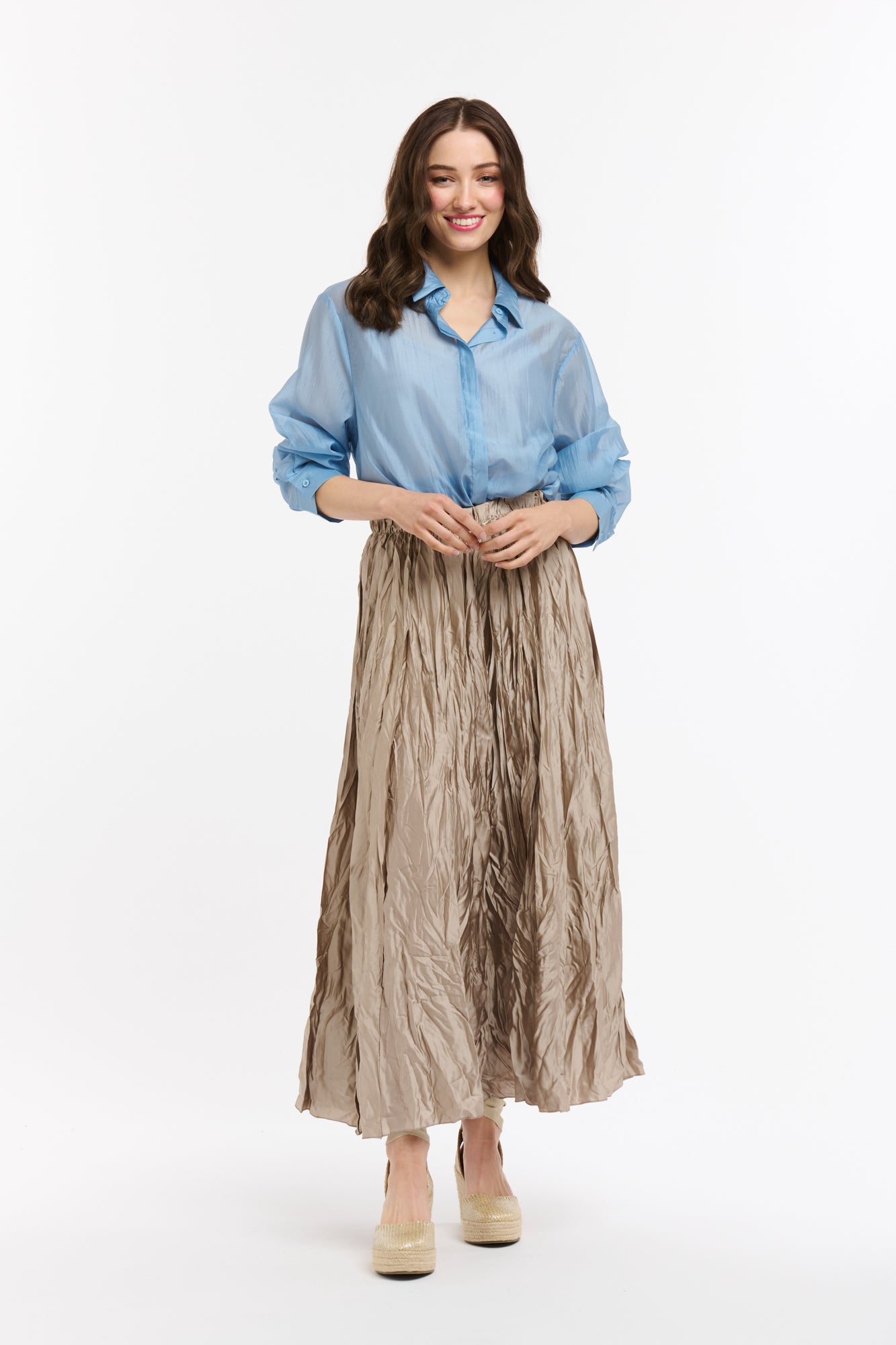 Crinkle Skirt - Champagne-Urban Luxury-Lima & Co