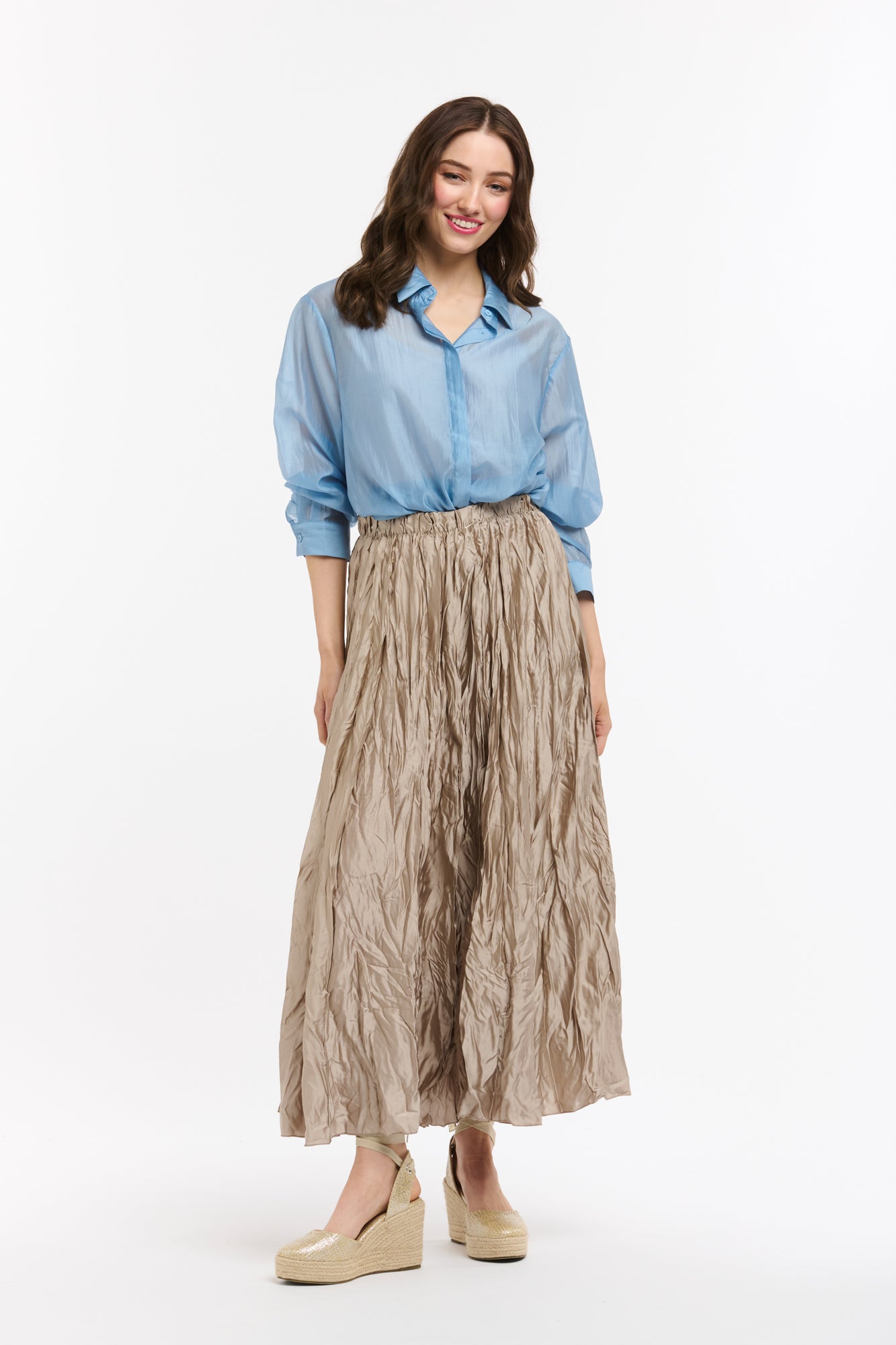 Crinkle Skirt - Champagne-Urban Luxury-Lima & Co