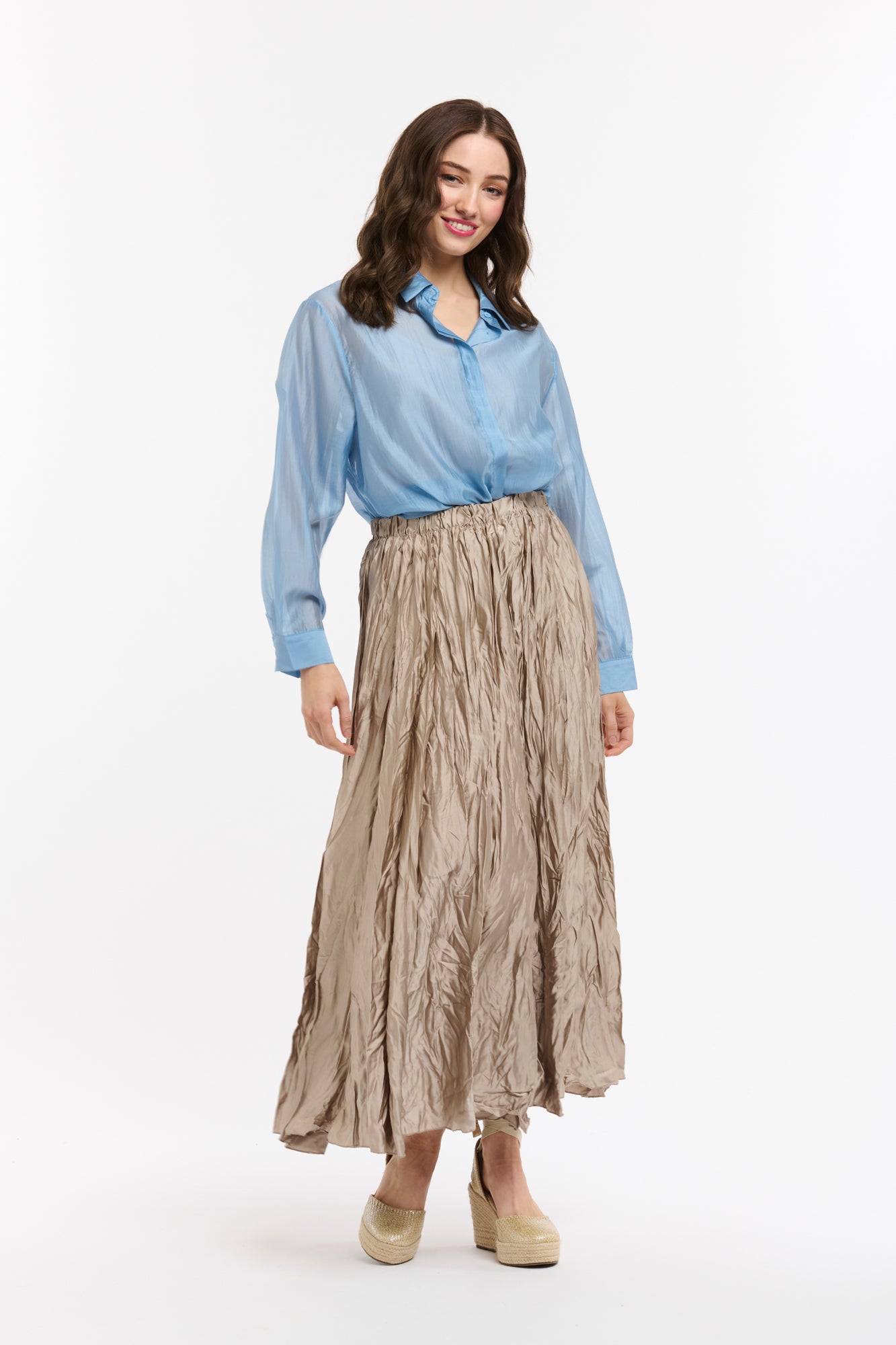 Crinkle Skirt - Champagne-Urban Luxury-Lima & Co