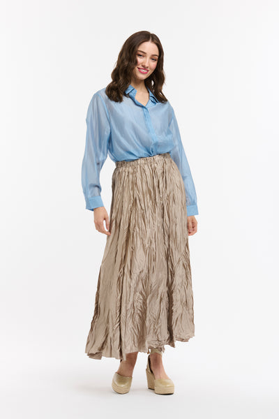 Crinkle Skirt - Champagne-Urban Luxury-Lima & Co
