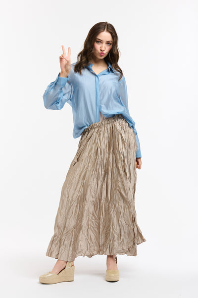 Crinkle Skirt - Champagne-Urban Luxury-Lima & Co