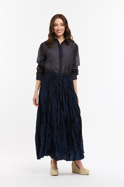 Crinkle Skirt - Navy-Urban Luxury-Lima & Co