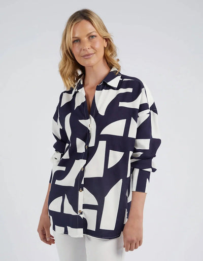 Dali Abstract Shirt - Midnight Abstract Print-Elm Lifestyle-Lima & Co