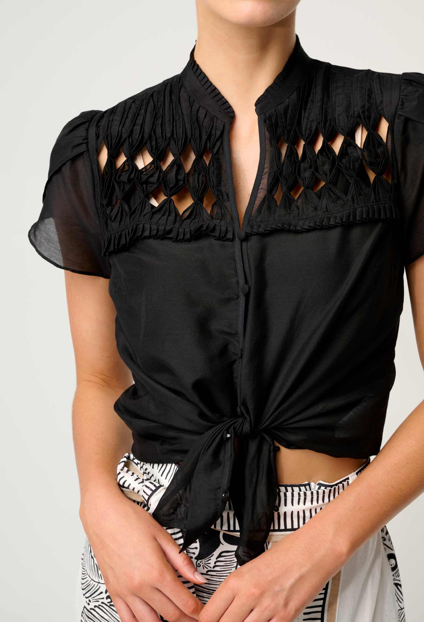 Dalia Diamond Yoke Shirt - Onyx-Once Was-Lima & Co