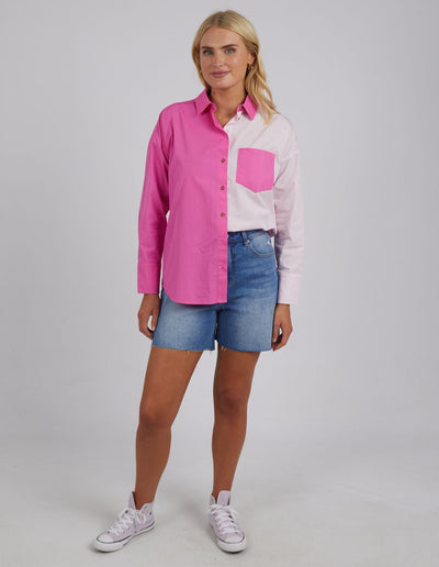 Delia Spliced Shirt - Super Pink/Pale Pink-Elm Lifestyle-Lima & Co