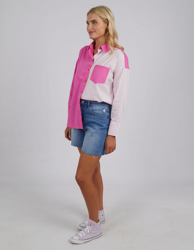 Delia Spliced Shirt - Super Pink/Pale Pink-Elm Lifestyle-Lima & Co