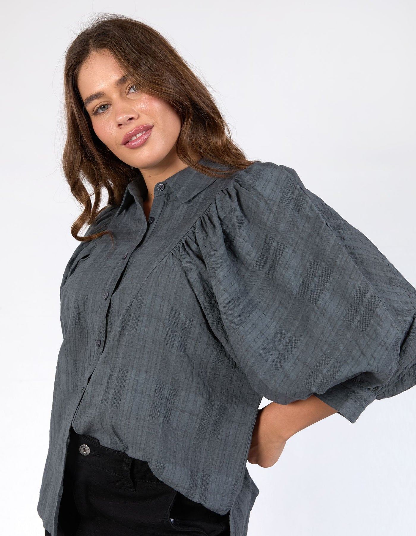 Della Blouse - Charcoal-Elm Lifestyle-Lima & Co