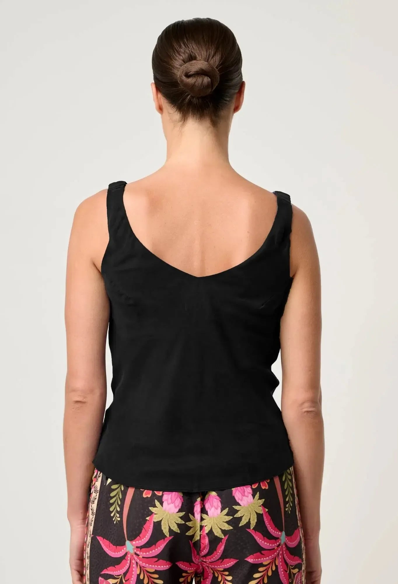 Delray Reversible Cupro Cowl V Neck Cami - Black-Once Was-Lima & Co
