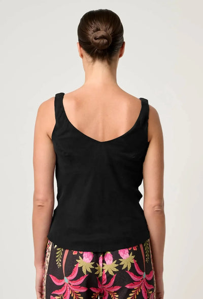 Delray Reversible Cupro Cowl V Neck Cami - Black-Once Was-Lima & Co