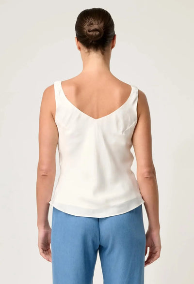 Delray Reversible Cupro Cowl V Neck Cami - Ivory-Once Was-Lima & Co